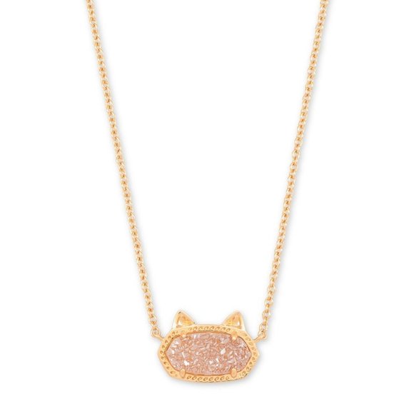 Kendra Scott Jewelry - Kendra Scott Elisa Rose Gold Cat Pendant Necklace In Sand Drusy